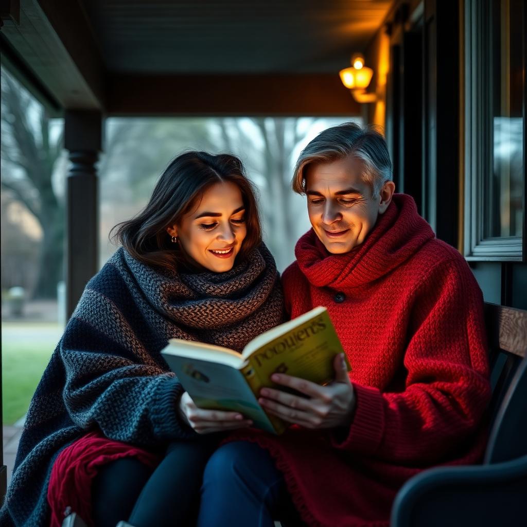 Couple sharing a quiet, tender embrace outdoors in warm golden light